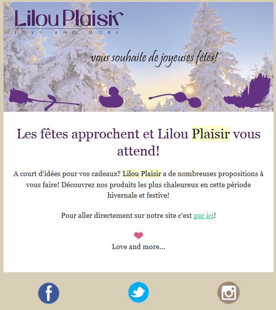 Newsletter : Lilou Plaisir vous attend, les fêtes approchent …